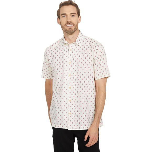 Ted Baker Shirt Men’s‎ Size 6 US 2XL Short Sleeve Button Up Geometric Print NEW - Picture 1 of 11